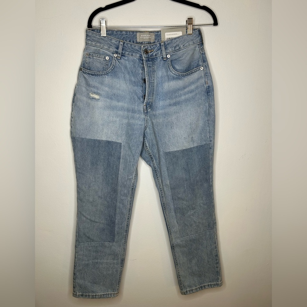 NWT EVERLANE The Curvy 90’s Cheeky Straight Cropped Patchwork Jeans Sz 30 - Picture 2 of 8